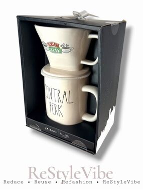 RAE DUNN x FRIENDS Coffee Drip Cup Mug Tea Strainer Set NIB NEW 2 Piece Set